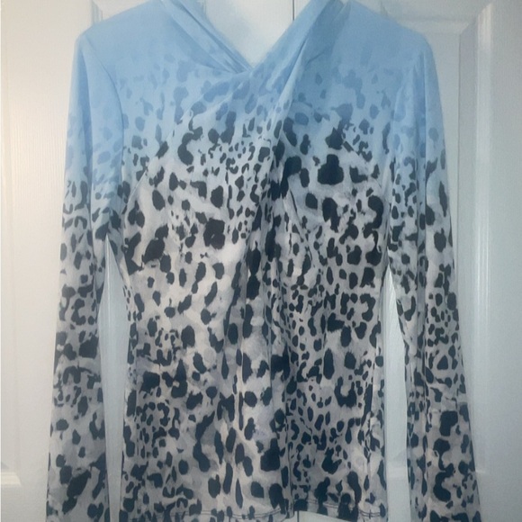 Calvin Klein Blue and Black Patterned Blouse - Picture 4 of 7